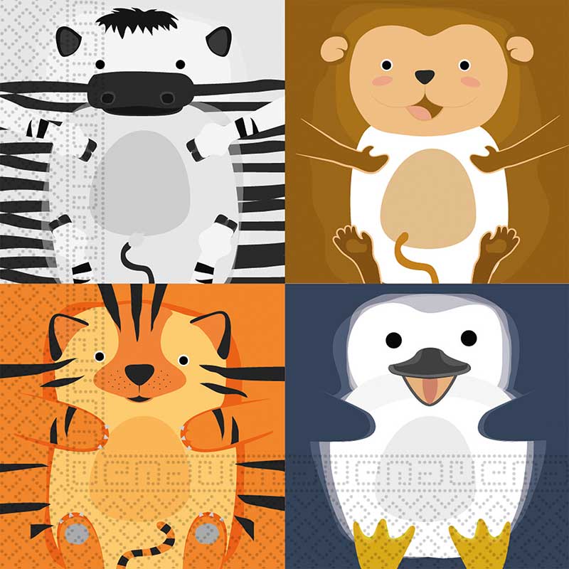 20PK 2PLY ZOO ANIMALS PAPER NAPKINS