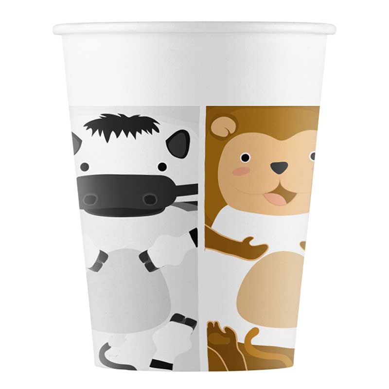 8PK 200ml ZOO ANIMALS PAPER CUPS