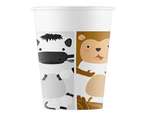 8PK 200ml ZOO ANIMALS PAPER CUPS