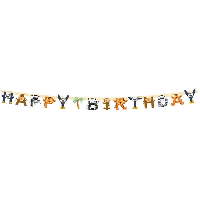 ZOO ANIMALS "HAPPY BIRTHDAY" PAPER BANNER