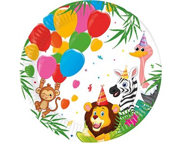 8PK 23cm JUNGLE ANIMALS PAPER PLATES