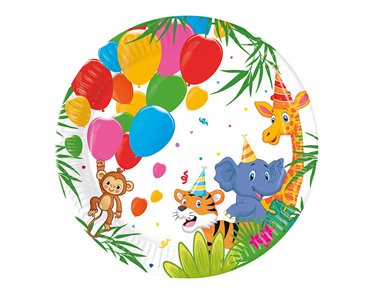 8PK 20cm JUNGLE ANIMALS PAPER PLATES