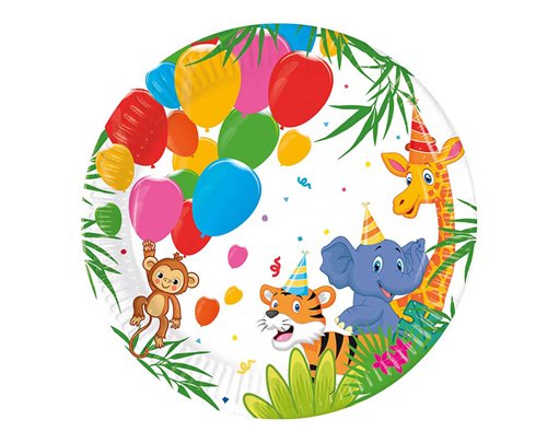 8PK 20cm JUNGLE ANIMALS PAPER PLATES