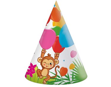 6PK JUNGLE ANIMALS PAPER HATS