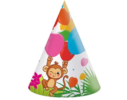 6PK JUNGLE ANIMALS PAPER HATS