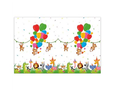 JUNGLE ANIMALS PLASTIC TABLECOVER