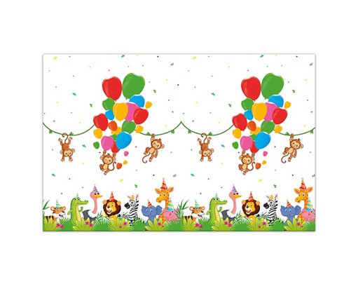 JUNGLE ANIMALS PLASTIC TABLECOVER