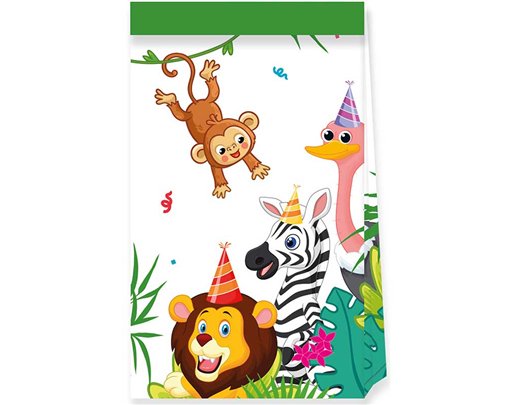 4PK JUNGLE ANIMALS PAPER PARTY BAGS