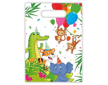 6PK JUNGLE ANIMALS PLASTIC PARTY BAGS