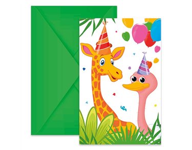 6PK JUNGLE ANIMALS INVITATIONS