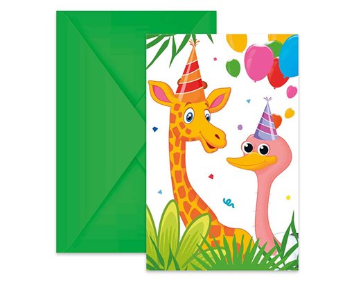 6PK JUNGLE ANIMALS INVITATIONS