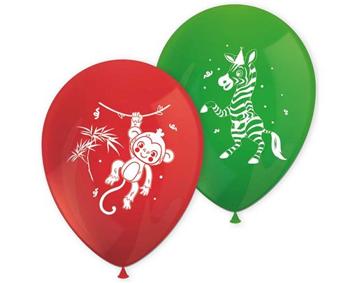 8PK JUNGLE ANIMALS LATEX BALLOONS