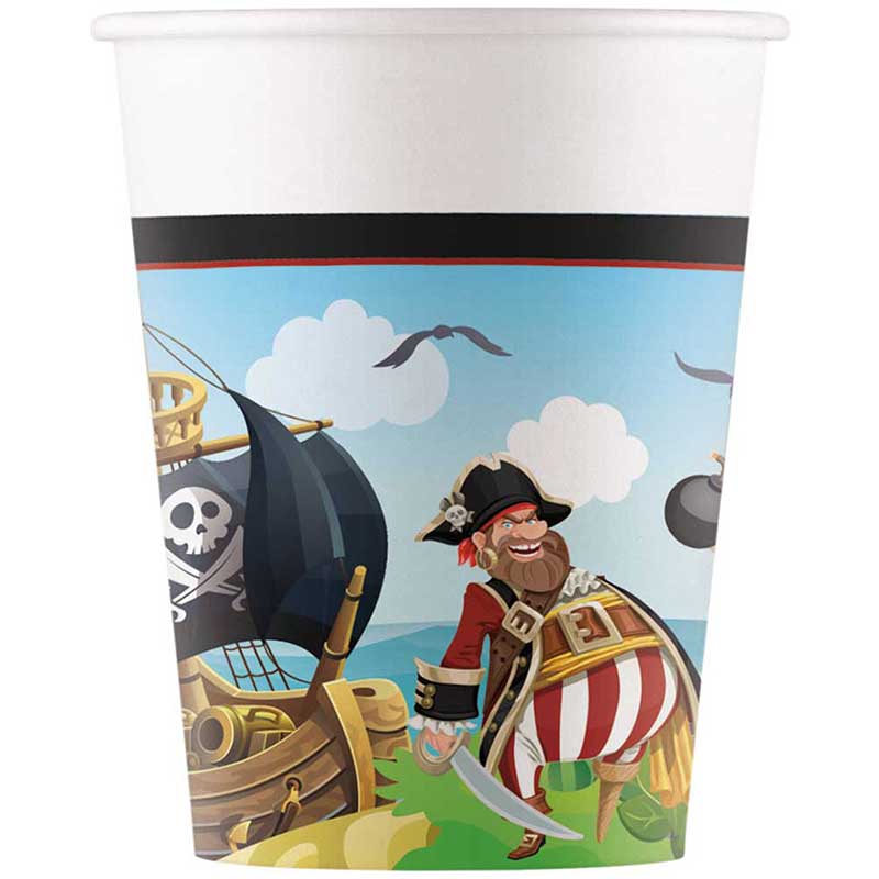 8PK 200ml ISLAND PIRATES PAPER CUPS