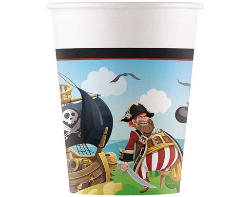 8PK 200ml ISLAND PIRATES PAPER CUPS