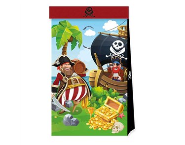 4PK ISLAND PIRATES PAPER PARTY BAGS
