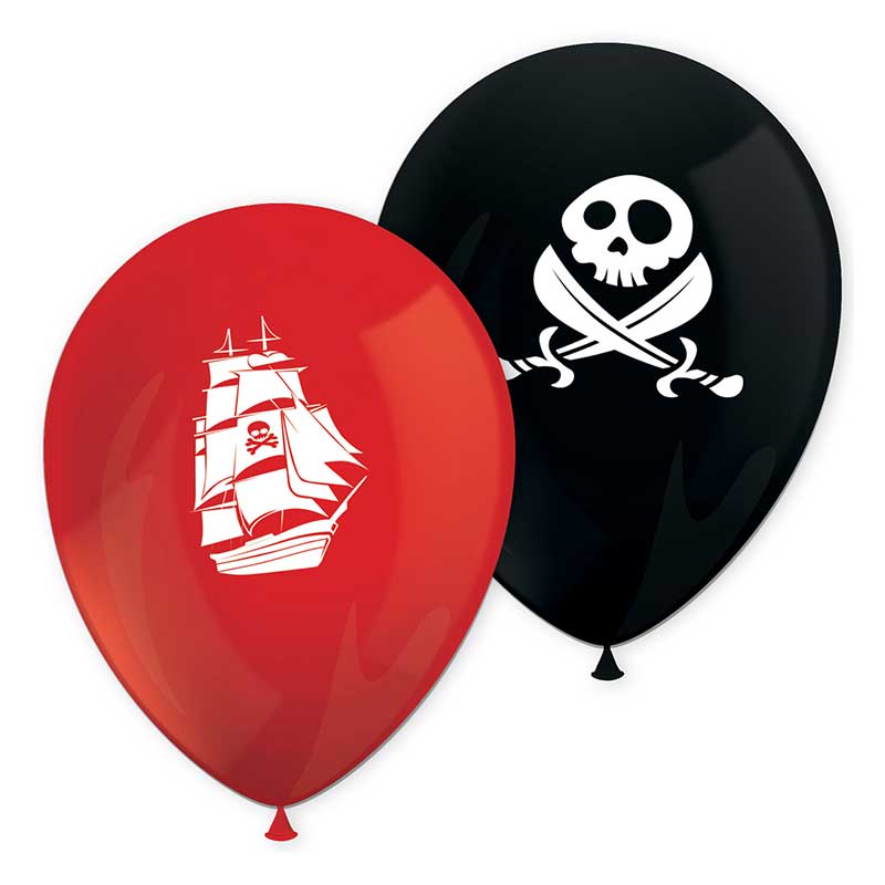 8PK ISLAND PIRATES LATEX BALLOONS