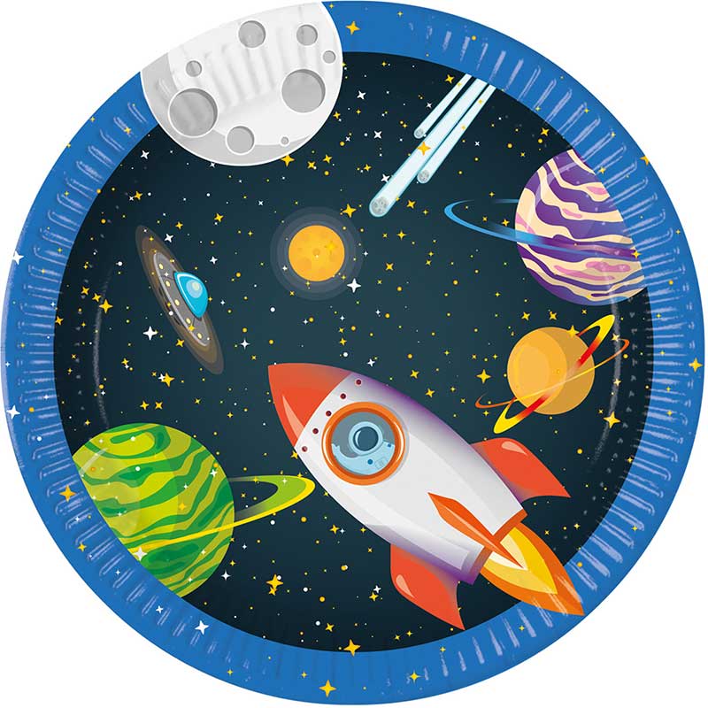 8PK 23cm ROCKET SPACE PAPER PLATES