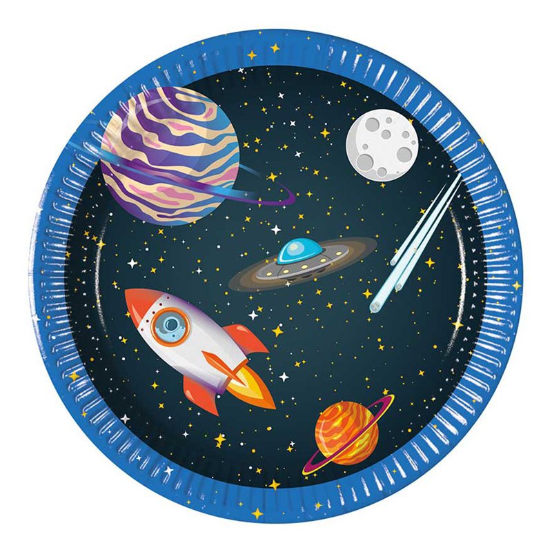 8PK 20cm ROCKET SPACE PAPER PLATES