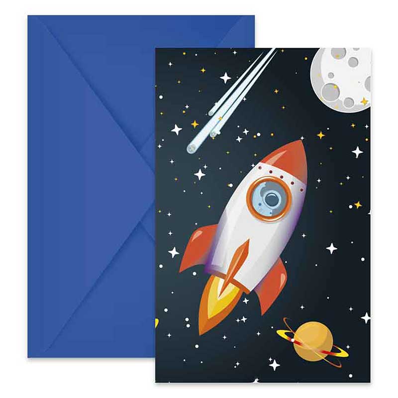 6PK ROCKET SPACE INVITATIONS