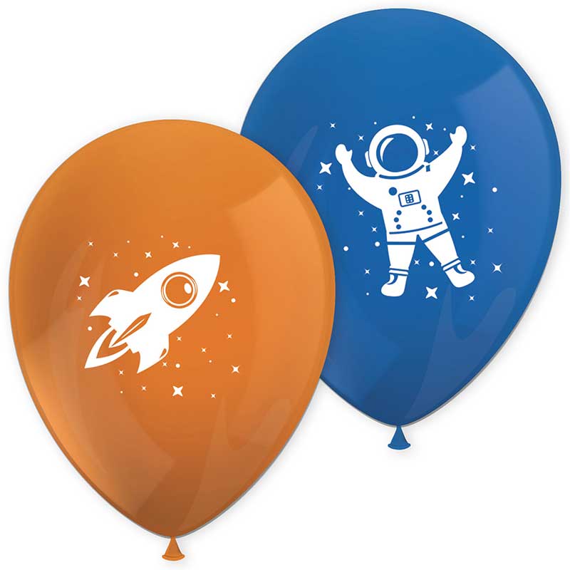 8PK ROCKET SPACE PRINTED BALLOONS