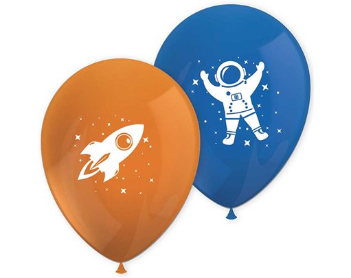 8PK ROCKET SPACE PRINTED BALLOONS