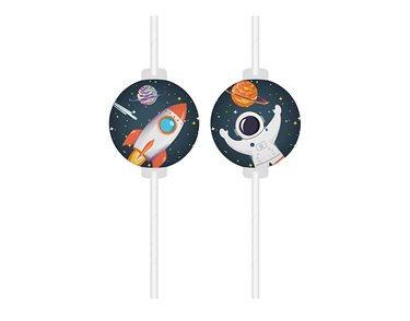 4PK ROCKET SPACE PAPER DRINKING STRAWS