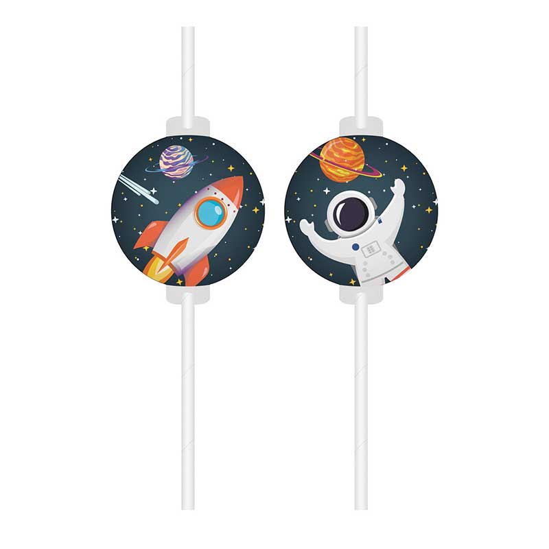 4PK ROCKET SPACE PAPER DRINKING STRAWS