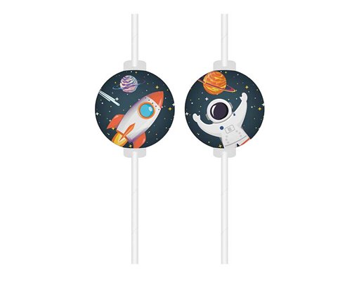4PK ROCKET SPACE PAPER DRINKING STRAWS