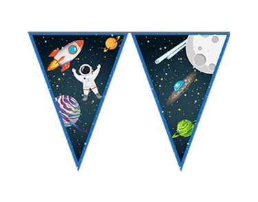 ROCKET SPACE PAPER TRIANGLE FLAG BANNER