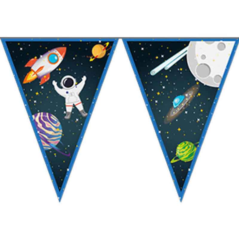 ROCKET SPACE PAPER TRIANGLE FLAG BANNER