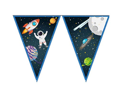 ROCKET SPACE PAPER TRIANGLE FLAG BANNER