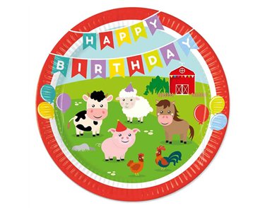 8PK 23cm FARM ANIMALS PAPER PLATES