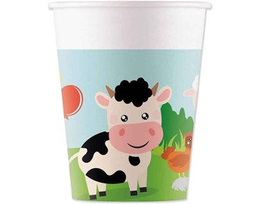 8PK 200ml FARM ANIMALS PAPER CUPS
