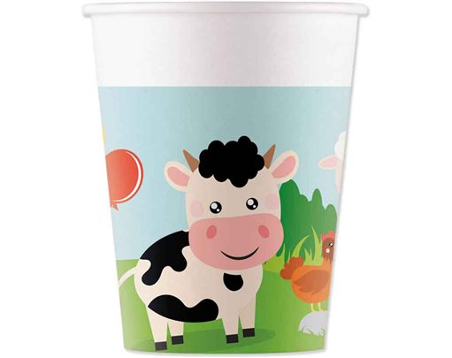 8PK 200ml FARM ANIMALS PAPER CUPS