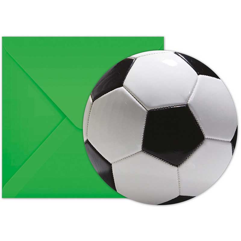 6PK FOOTBALL PARTY INVITATIONS & ENVELOPES