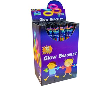 15PK ASST COLOURS GLOW BRACELET TUBE 24S