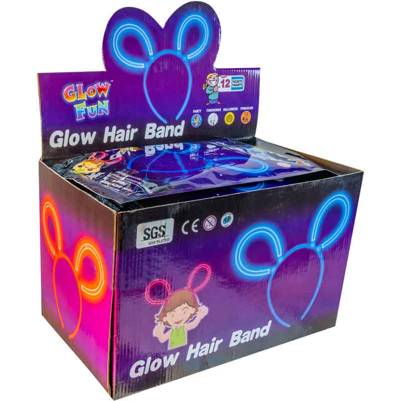 ASST COLOURS GLOW HEAD BAND 12S