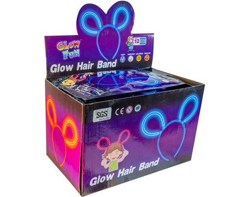 ASST COLOURS GLOW HEAD BAND 12S