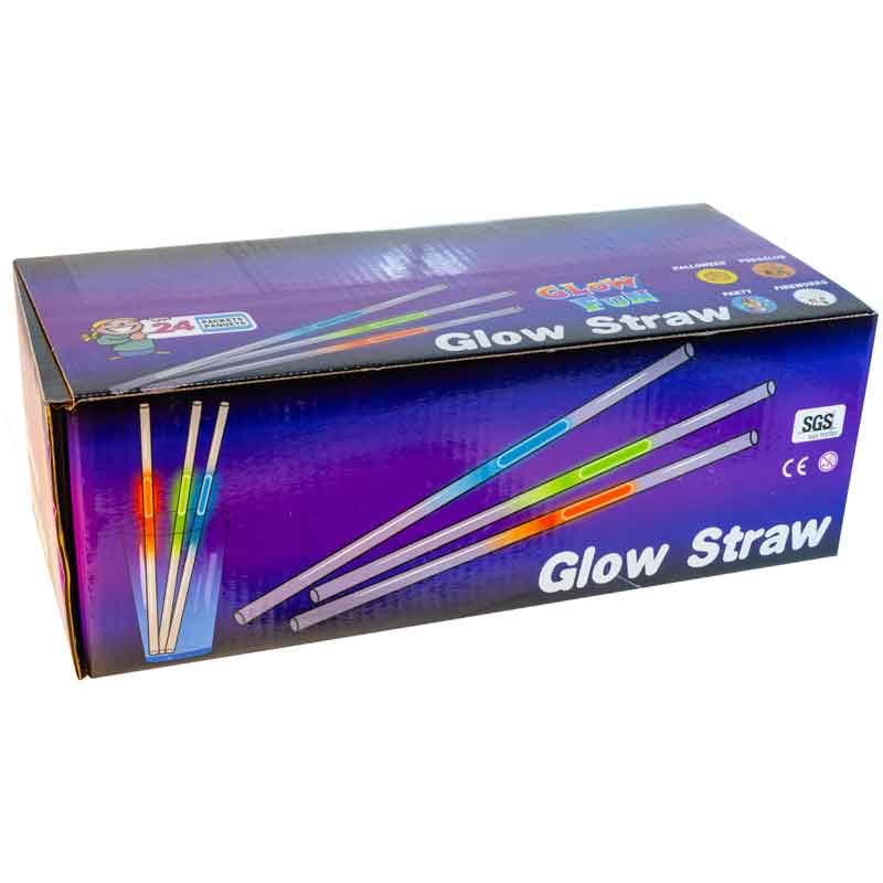 3PK ASST COLOURS GLOW DRINKING STRAWS 24S