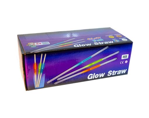 3PK ASST COLOURS GLOW DRINKING STRAWS 24S