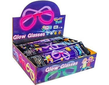 ASST COLOURS GLOW EYE GLASSES 24S