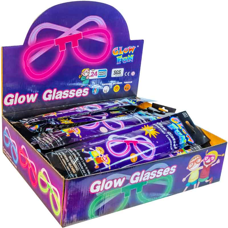 ASST COLOURS GLOW EYE GLASSES 24S