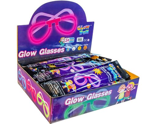 ASST COLOURS GLOW EYE GLASSES 24S