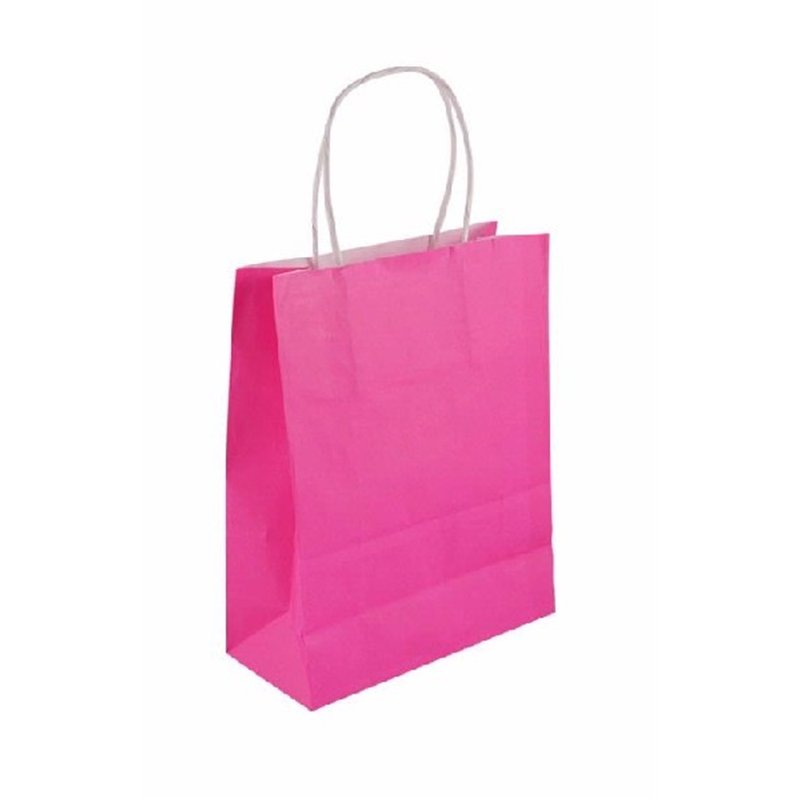 22CM X 19CM PINK PAPER BAG WITH HANDLES