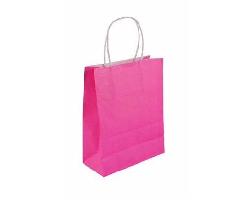 22CM X 19CM PINK PAPER BAG WITH HANDLES