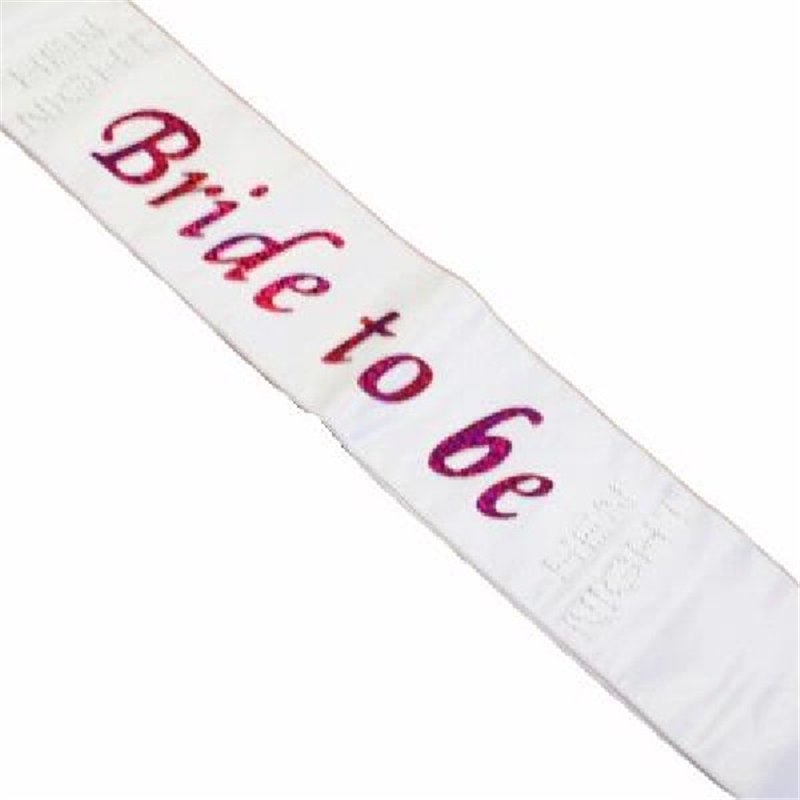 WHITE BRIDE TO BE SASH