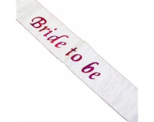 WHITE BRIDE TO BE SASH