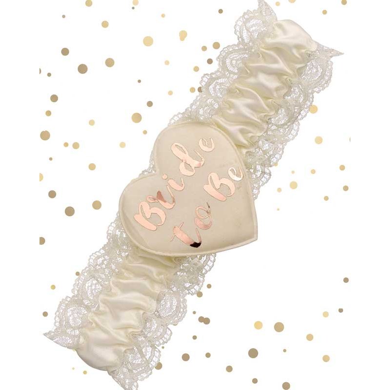 CREAM & GOLD BRIDE TO BE GARTER