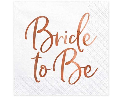 20PK 33x33cm BRIDE TO BE ROSE GOLD NAPKINS