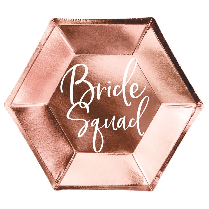 6PK 23cm ROSE GOLD BRIDE SQUAD PLATES